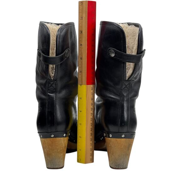 UGG Lynnea Shearling Lined Boot SZ 7 Women's Wood Clog Cuff Leather Pull On - Picture 11 of 16